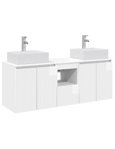 Set di Armadi da Bagno 3 pz Bianco Lucido 49,5 x 41 x 62,5 cm 2