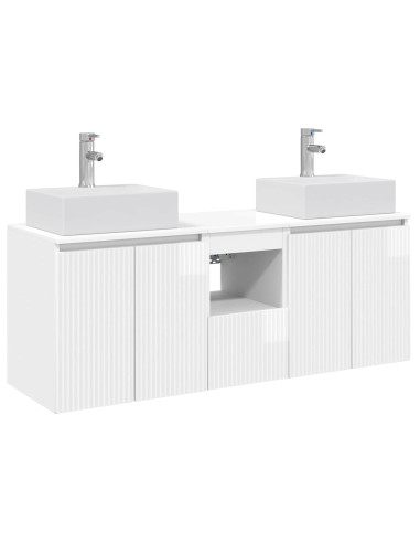 Set di Armadi da Bagno 3 pz Bianco Lucido 49,5 x 41 x 62,5 cm