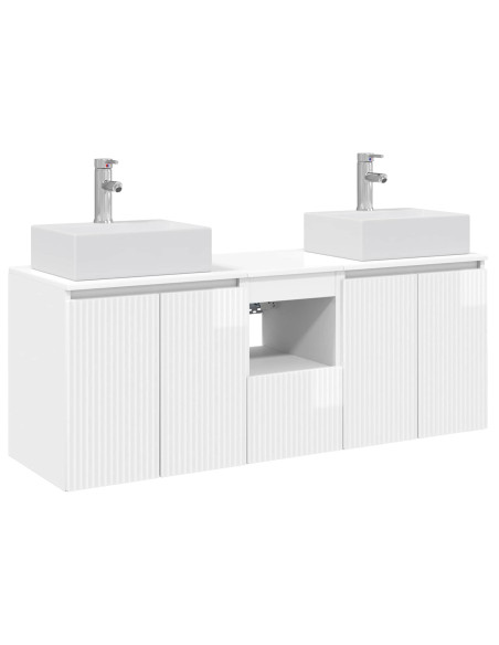 Set di Armadi da Bagno 3 pz Bianco Lucido 49,5 x 41 x 62,5 cm