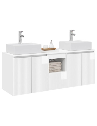 Set di Armadi da Bagno 3 pz Bianco Lucido 49,5 x 41 x 62,5 cm