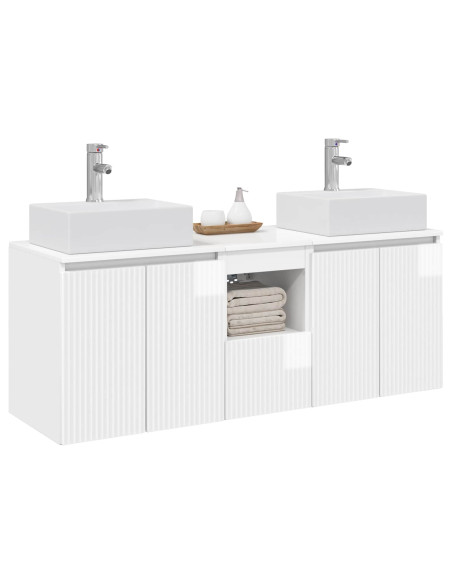 Set di Armadi da Bagno 3 pz Bianco Lucido 49,5 x 41 x 62,5 cm