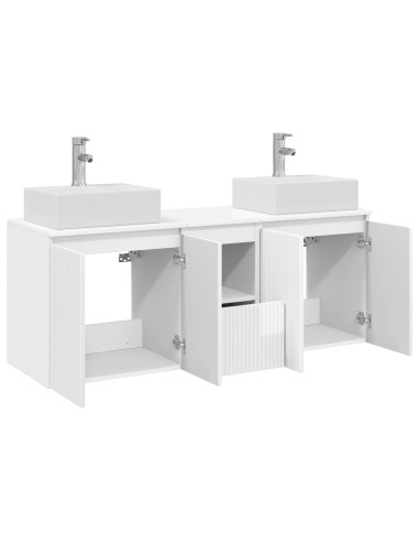 Set di Armadi da Bagno 3 pz Bianco Lucido 49,5 x 41 x 62,5 cm