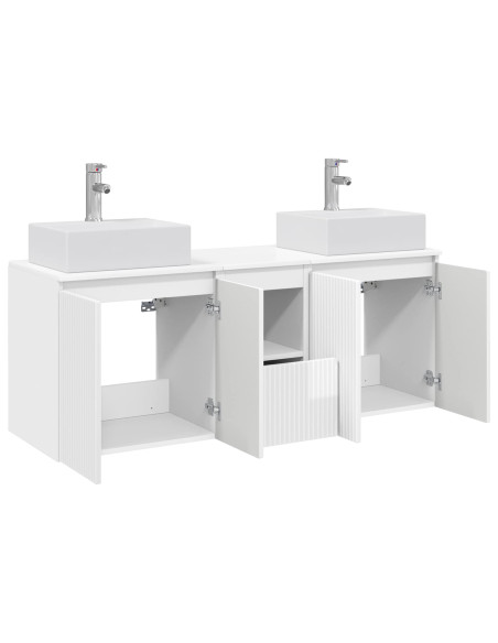 Set di Armadi da Bagno 3 pz Bianco Lucido 49,5 x 41 x 62,5 cm