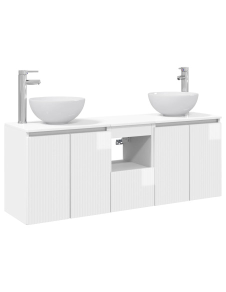 Set di Armadi da Bagno 3 pz Bianco Lucido 49,5 x 41 x 64,5 cm