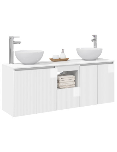 Set di Armadi da Bagno 3 pz Bianco Lucido 49,5 x 41 x 64,5 cm