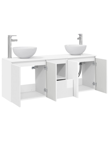 Set di Armadi da Bagno 3 pz Bianco Lucido 49,5 x 41 x 64,5 cm