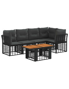 Set Divano da Giardino 6 pz Nero e Grigio scuro polyrattan 2