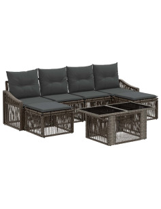 Set Divano da Giardino 7 pz Grigio e Grigio Scuro polyrattan 2