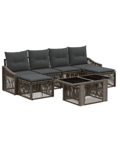 Set Divano da Giardino 7 pz Grigio e Grigio Scuro polyrattan