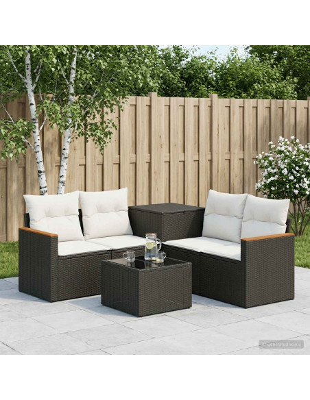 Set di divani 6 pz Nero e Bianco Crema