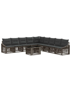 Set Divano da Giardino 10 pz Grigio e Grigio Scuro polyrattan 2