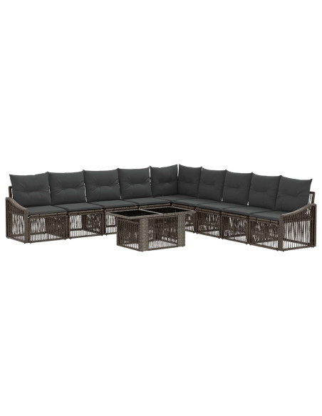 Set Divano da Giardino 10 pz Grigio e Grigio Scuro polyrattan
