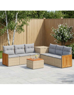 Set di divani 8 pz Beige e Grigio Chiaro