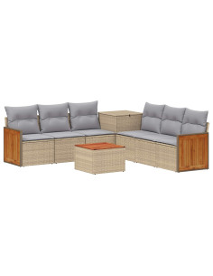 Set di divani 8 pz Beige e Grigio Chiaro 2