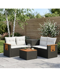 Set di divani 6 pz Nero e Bianco Crema