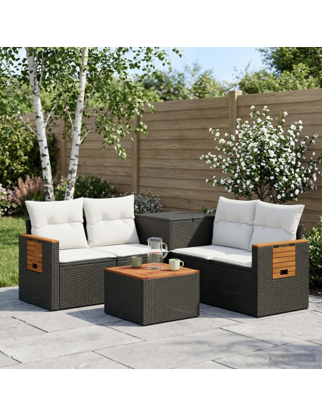 Set di divani 6 pz Nero e Bianco Crema