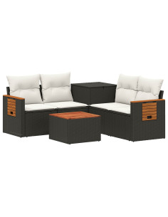 Set di divani 6 pz Nero e Bianco Crema 2
