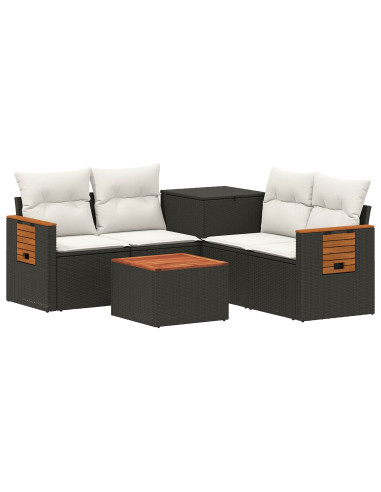 Set di divani 6 pz Nero e Bianco Crema