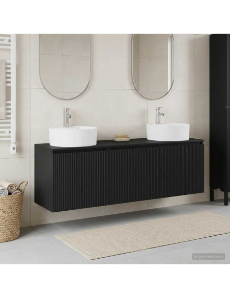 Set di Armadi da Bagno 3 pz Nero 49,5 x 44,5 x 65 cm
