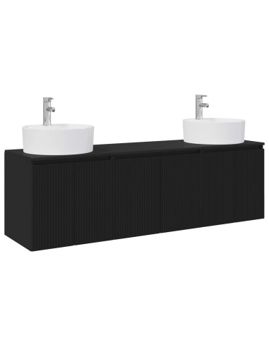Set di Armadi da Bagno 3 pz Nero 49,5 x 44,5 x 65 cm