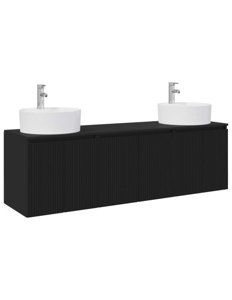 Set di Armadi da Bagno 3 pz Nero 49,5 x 44,5 x 65 cm