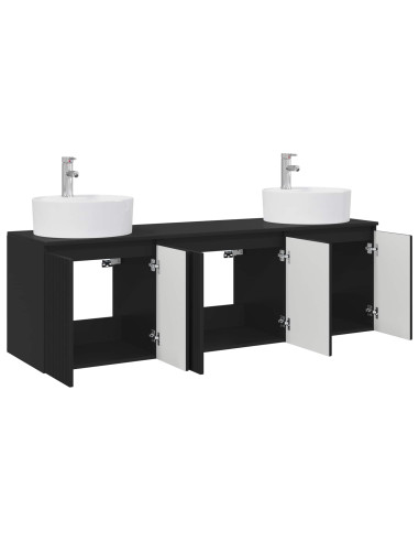 Set di Armadi da Bagno 3 pz Nero 49,5 x 44,5 x 65 cm