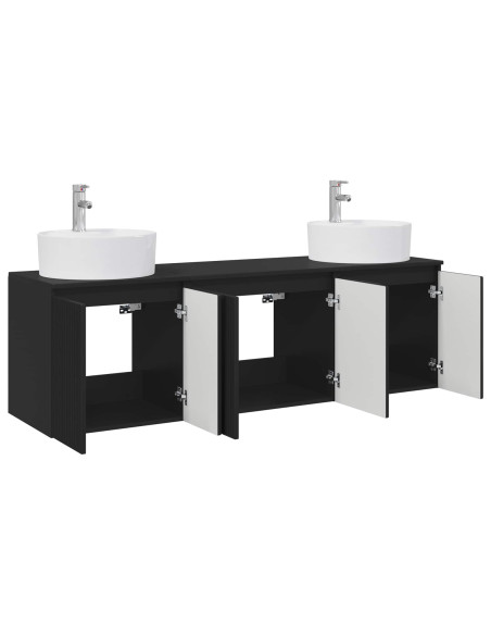 Set di Armadi da Bagno 3 pz Nero 49,5 x 44,5 x 65 cm