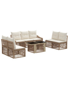 Set Divano da Giardino 8 pz Beige e Bianco Crema polyrattan 2