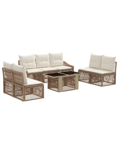 Set Divano da Giardino 8 pz Beige e Bianco Crema polyrattan