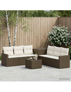 Set di divani 8 pz Marrone e Bianco Crema