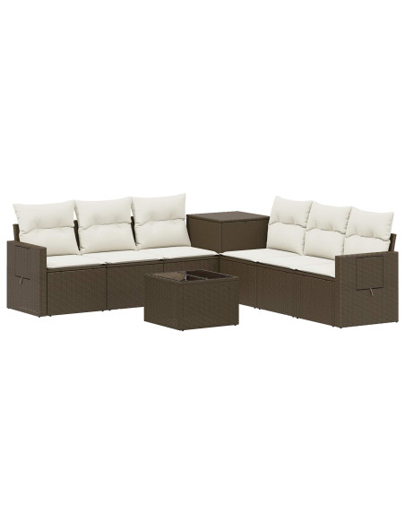Set di divani 8 pz Marrone e Bianco Crema