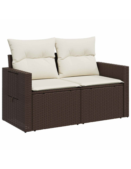 Set di divani 8 pz Marrone e Bianco Crema
