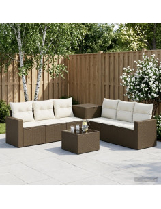 Set di divani 8 pz Marrone e Bianco Crema