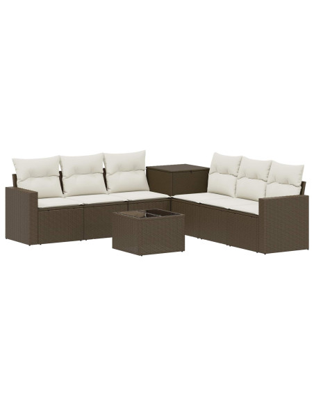 Set di divani 8 pz Marrone e Bianco Crema