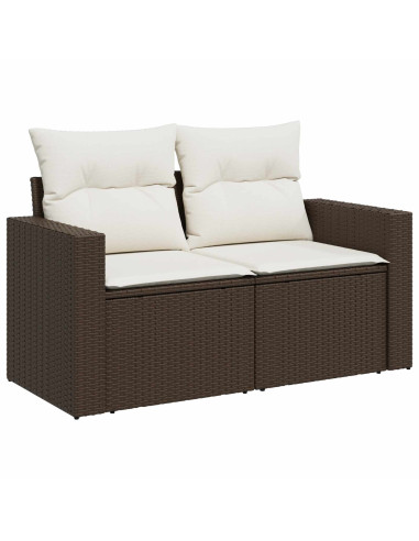 Set di divani 8 pz Marrone e Bianco Crema