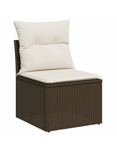 Set di divani 8 pz Marrone e Bianco Crema
