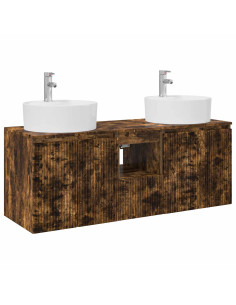 Set di Armadi da Bagno 3 pz Rovere Fumo 49,5 x 44,5 x 65 cm 2