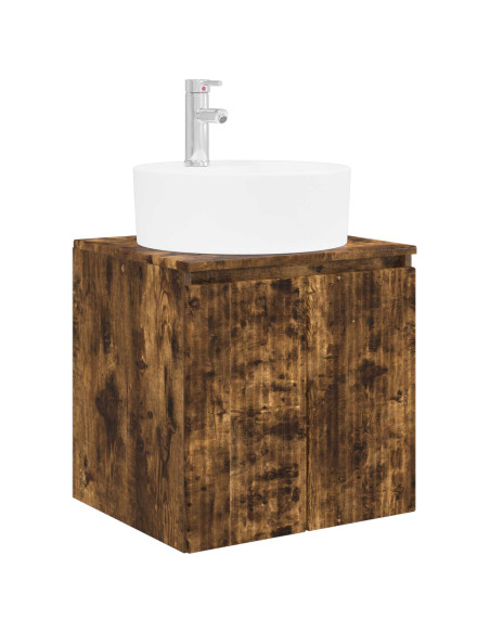 Set di Armadi da Bagno 3 pz Rovere Fumo 49,5 x 44,5 x 65 cm
