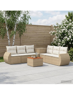 Set di divani 8 pz Beige e Bianco Crema