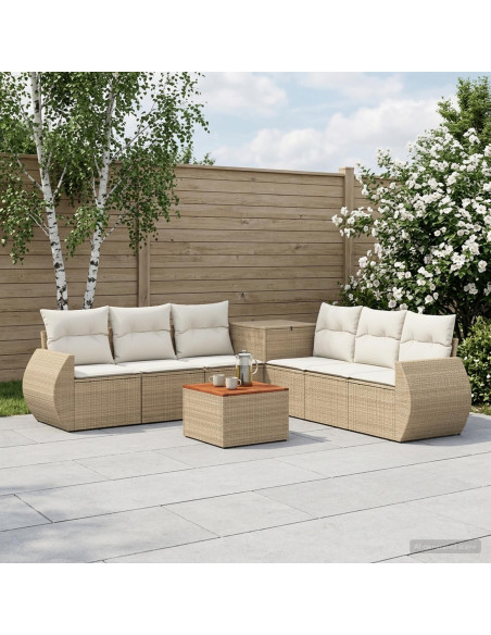 Set di divani 8 pz Beige e Bianco Crema