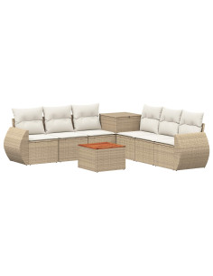 Set di divani 8 pz Beige e Bianco Crema 2