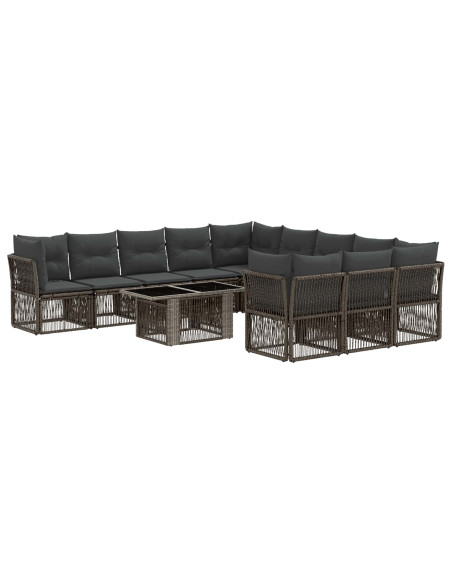 Set Divano da Giardino 12 pz Grigio polyrattan