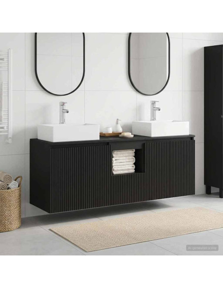 Set di Armadi da Bagno 3 pz Nero 49,5 x 41 x 62,5 cm