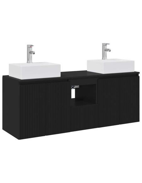 Set di Armadi da Bagno 3 pz Nero 49,5 x 41 x 62,5 cm