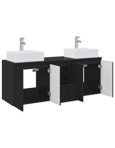 Set di Armadi da Bagno 3 pz Nero 49,5 x 41 x 62,5 cm