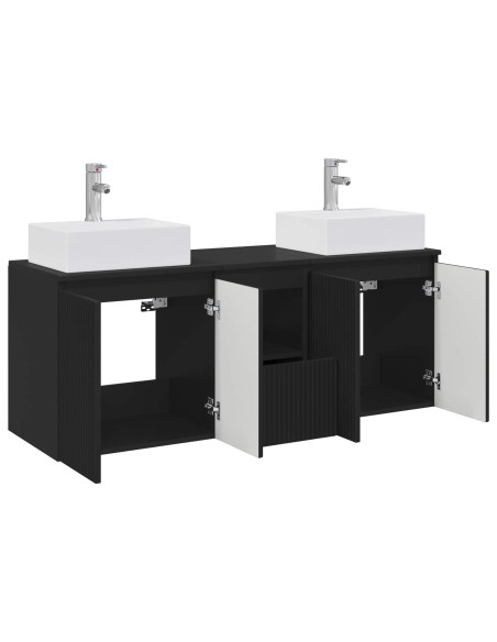 Set di Armadi da Bagno 3 pz Nero 49,5 x 41 x 62,5 cm