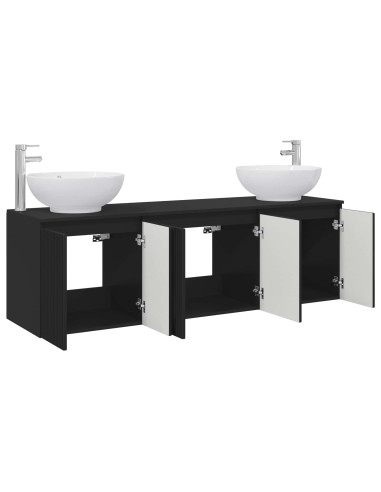 Set di Armadi da Bagno 3 pz Nero 49,5 x 44,5 x 65 cm