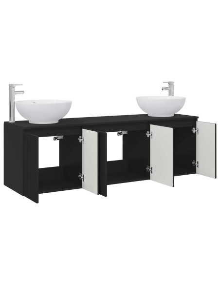 Set di Armadi da Bagno 3 pz Nero 49,5 x 44,5 x 65 cm