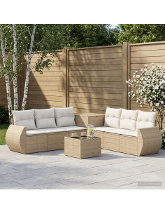 Set di divani 8 pz Beige e Bianco Crema
