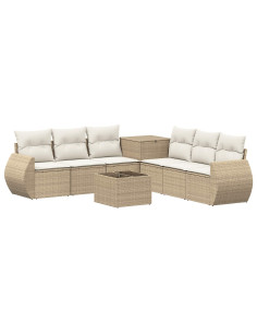 Set di divani 8 pz Beige e Bianco Crema 2